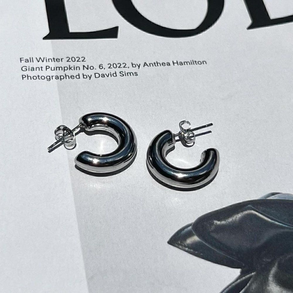 New! “Yasmin” Dainty Silver Stud Hoop Earrings